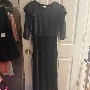 Black Ruffled Sleeve Women's Dress